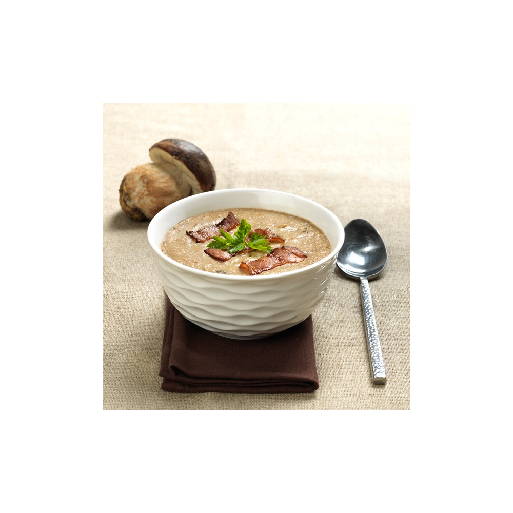 Le Velouté de Petits Cèpes Rissolés et son Lard Grillé