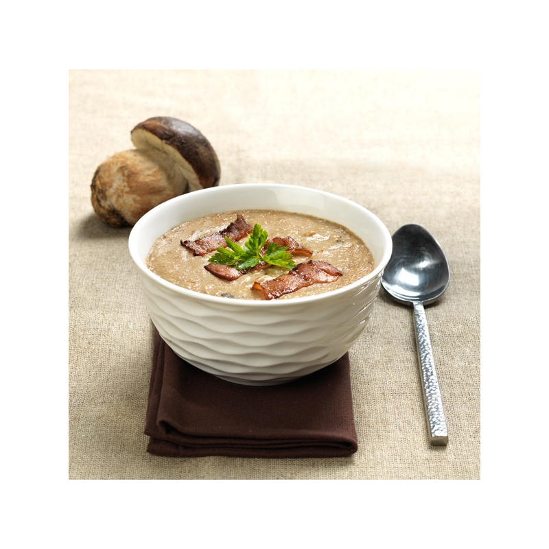 Le Velouté de Petits Cèpes Rissolés et son Lard Grillé